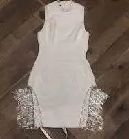 “Charlize” White Rhinestone/Crystal Trim Dress - Image 7
