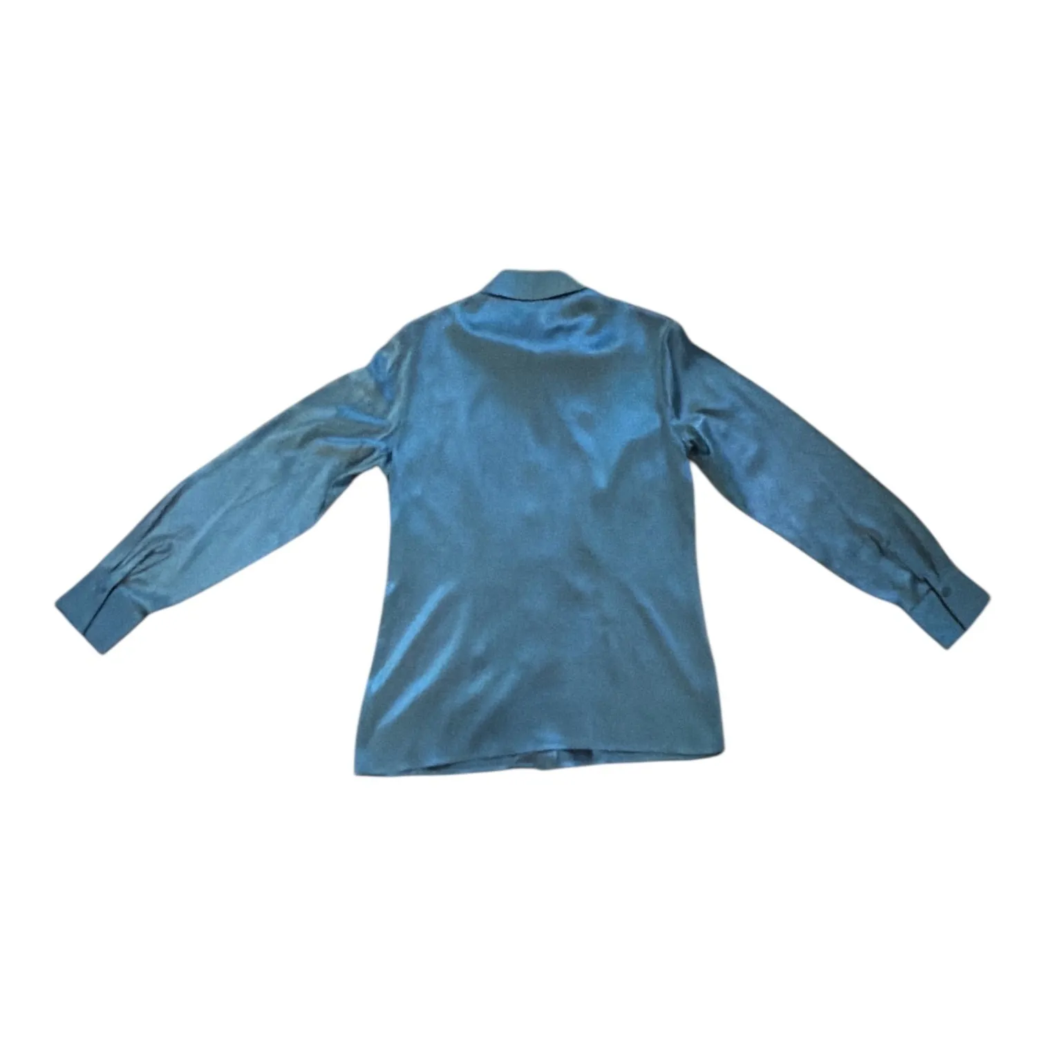 Pendleton 100% Silk Women Blouse Top Button Down Blue Size 6 - Image 4