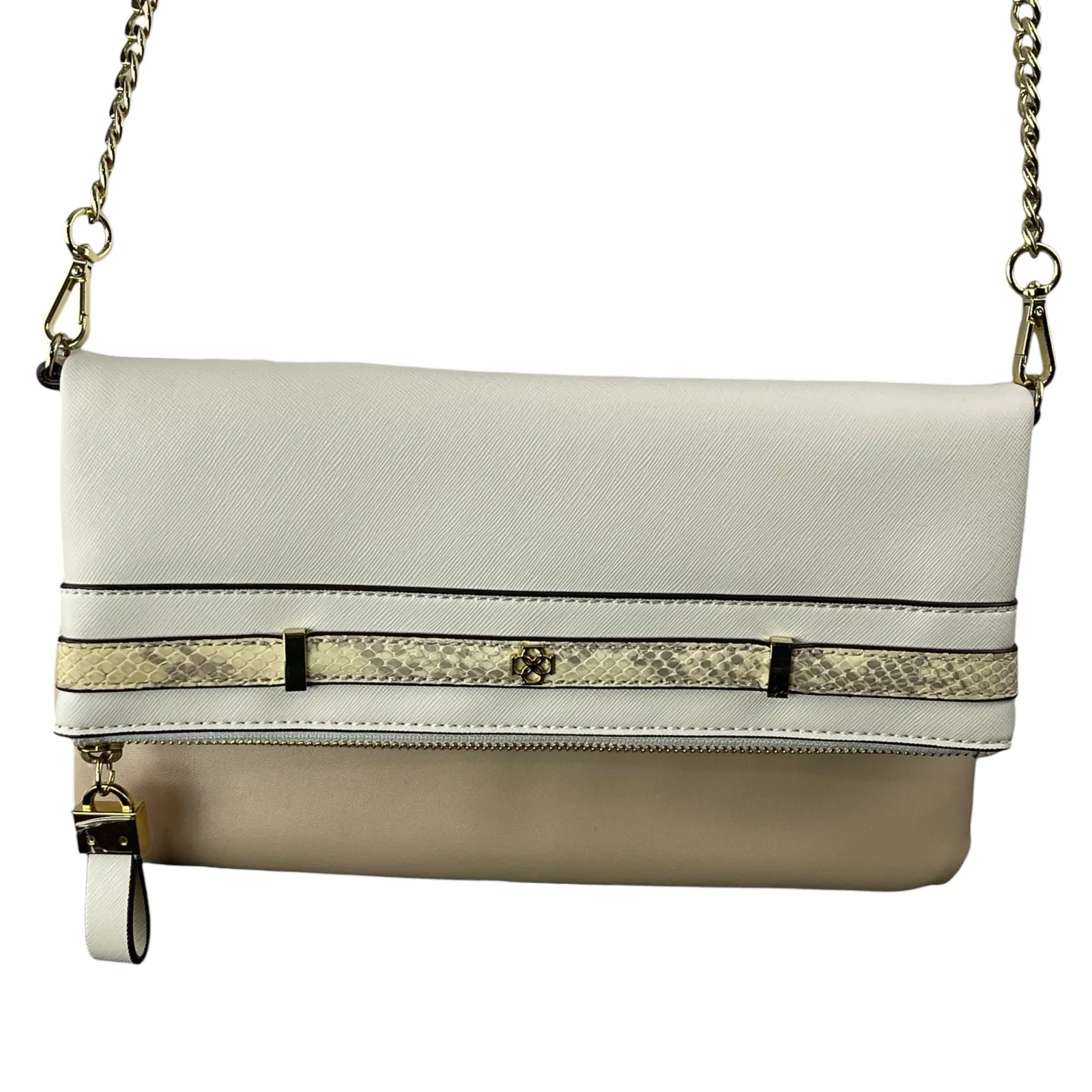 Ann Taylor Women's White Beige Chain Crossbody Wallet Clutch Purse Mini Bag OS - Image 2