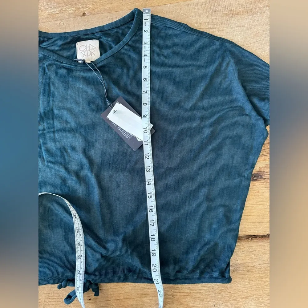 NWT Chaser Ribbed Ling Sleeve Drawstring Top ~ Dark Green ~ Medium - Image 9