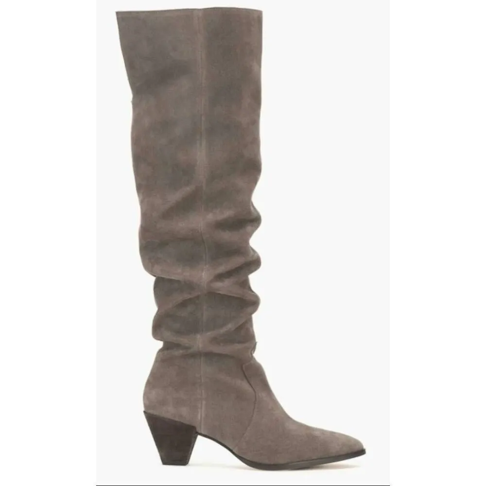 Vince Camuto Over The Knee Boots Leather Size 5 Wide Calf Block Heel NEW - Image 2