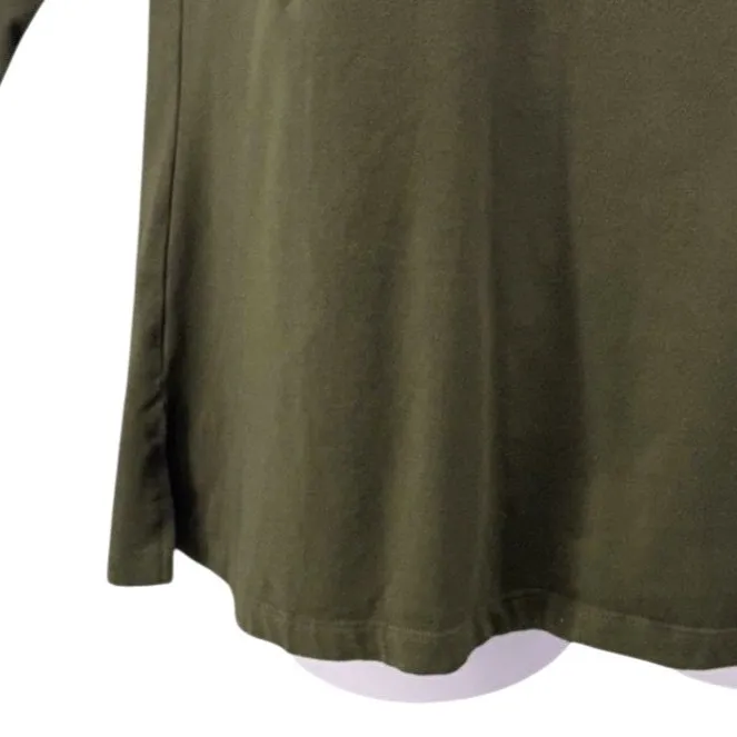 Denim & Co Embroidered Top‎ M Olive Green Size M - Image 5