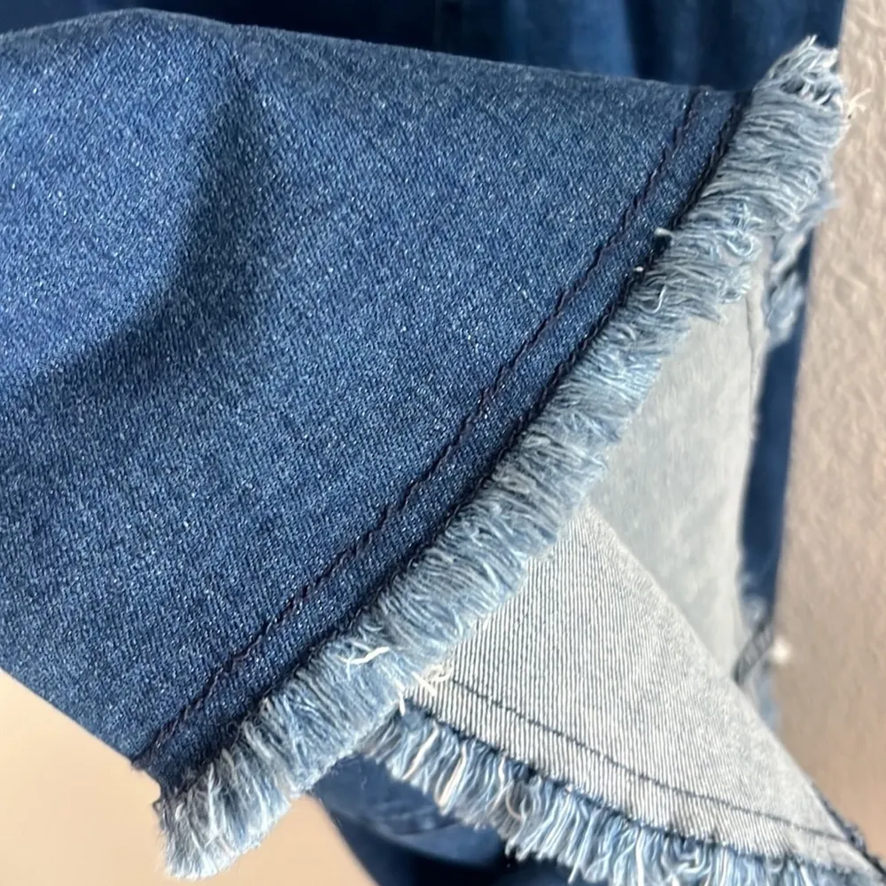 BCBGeneration Stretch Denim Dress Fray Hem 12 - Image 6