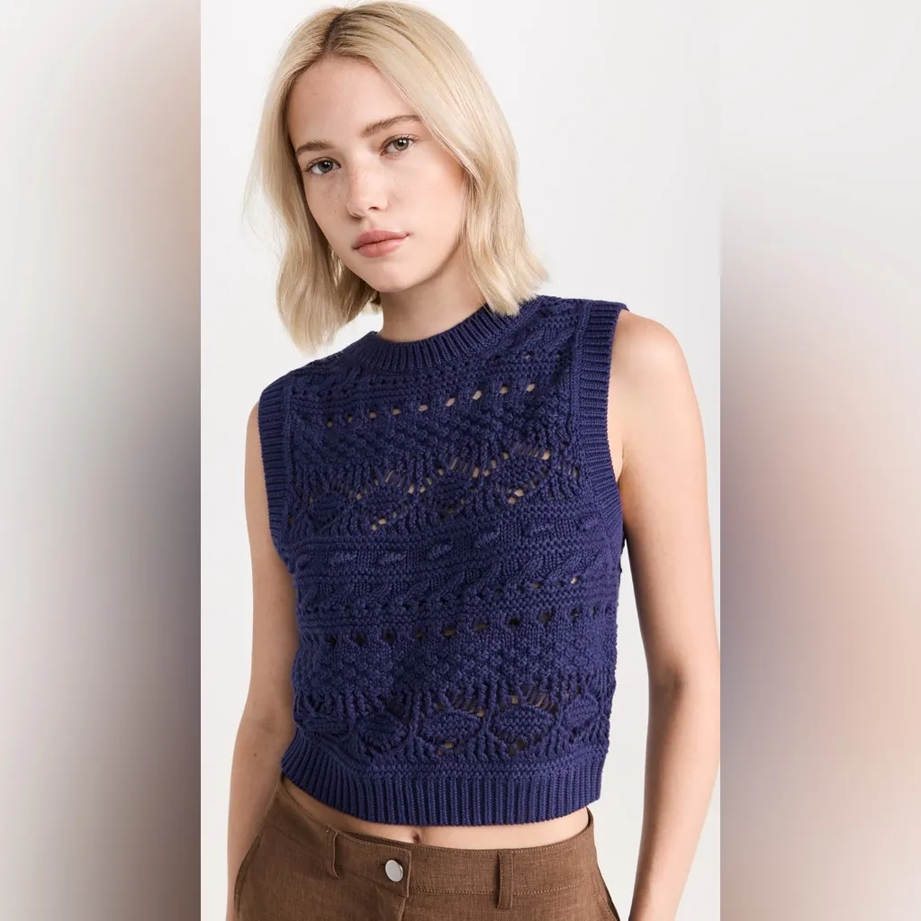 Madewell Open Stitch Sweater Vest in Navy S - Image 2