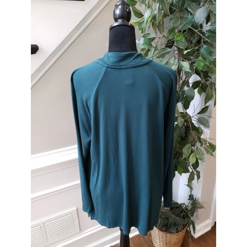 Women's Chico's Green Button-Detail Long Sleeve Top Size 2/L Pullover - Image 9