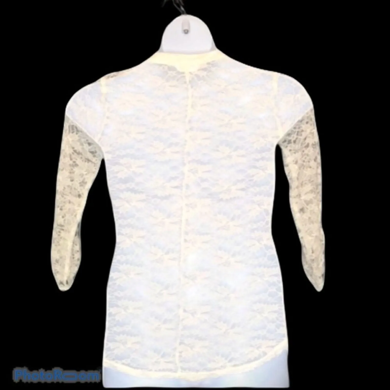 Wallflower White Sheer Lace Henley High Low Festival Beach Coverup Size M - Image 5