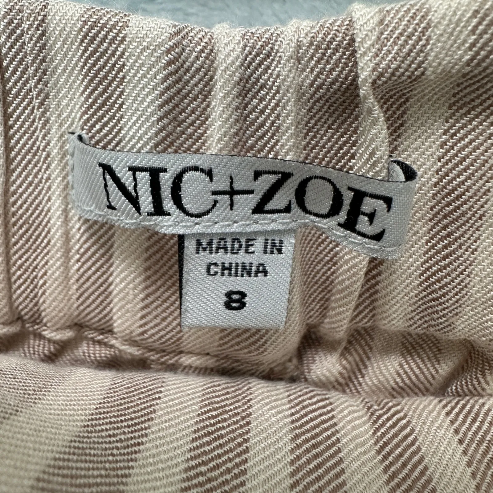 NIC+ZOE Beige Striped Linen Blend Pants Size 8 Pull-On Trousers Lightweight - Image 3