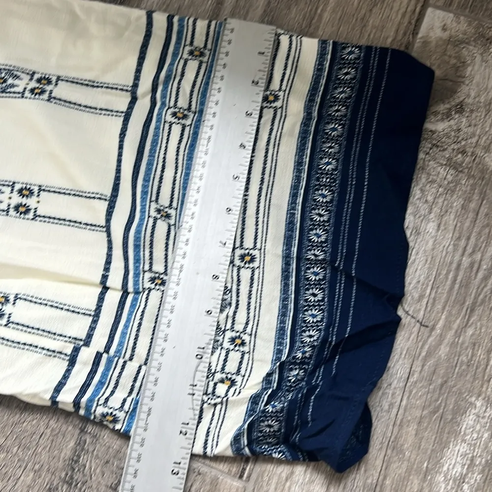 HUMMINGBIRD Blue Print Wide Leg Palazzo Pants MEDIUM Elastic Multi Color NWT #65 - Image 9