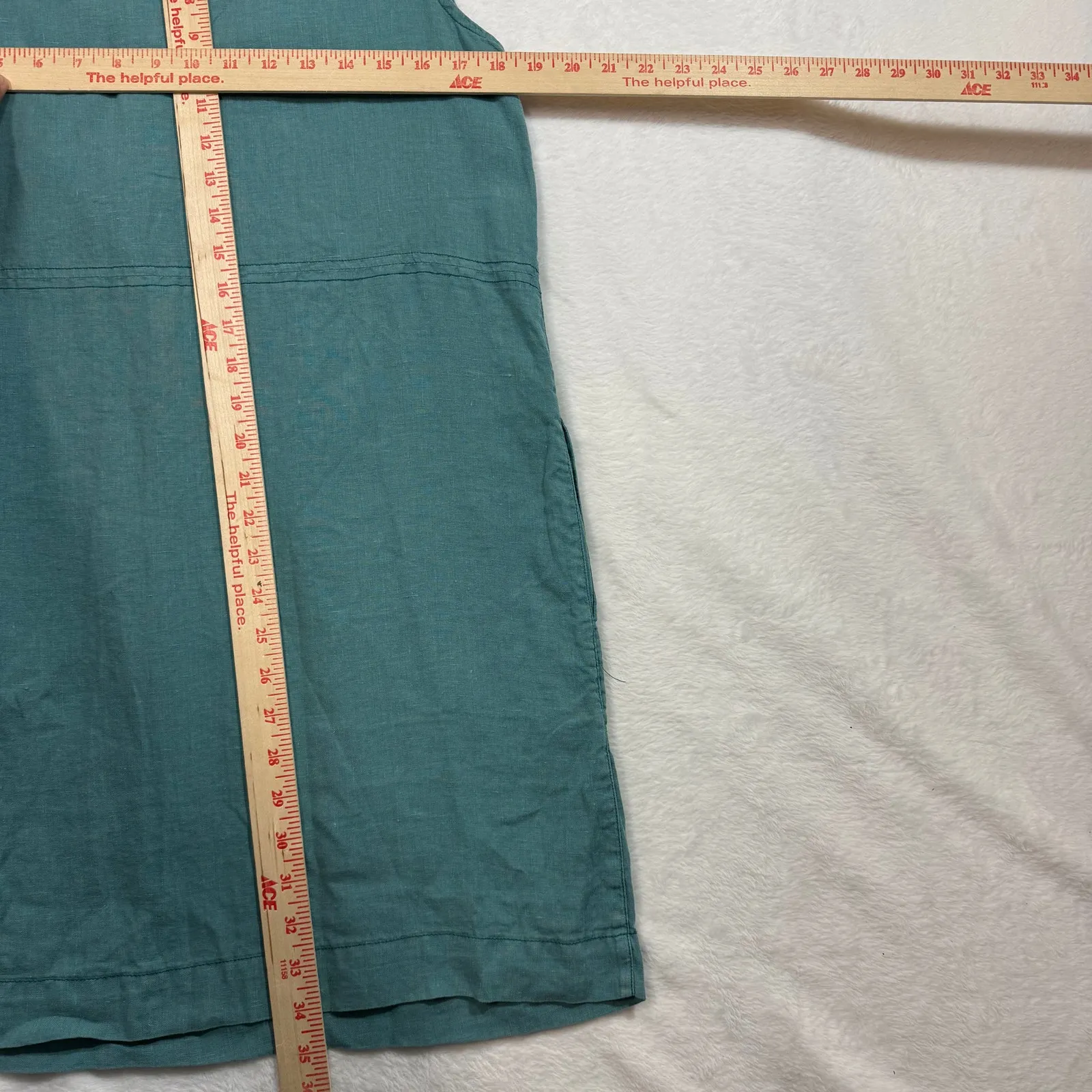 C&C California S Teal Blue Sleeveless 100% Linen Shift Dress Summer Beach Resort - Image 7