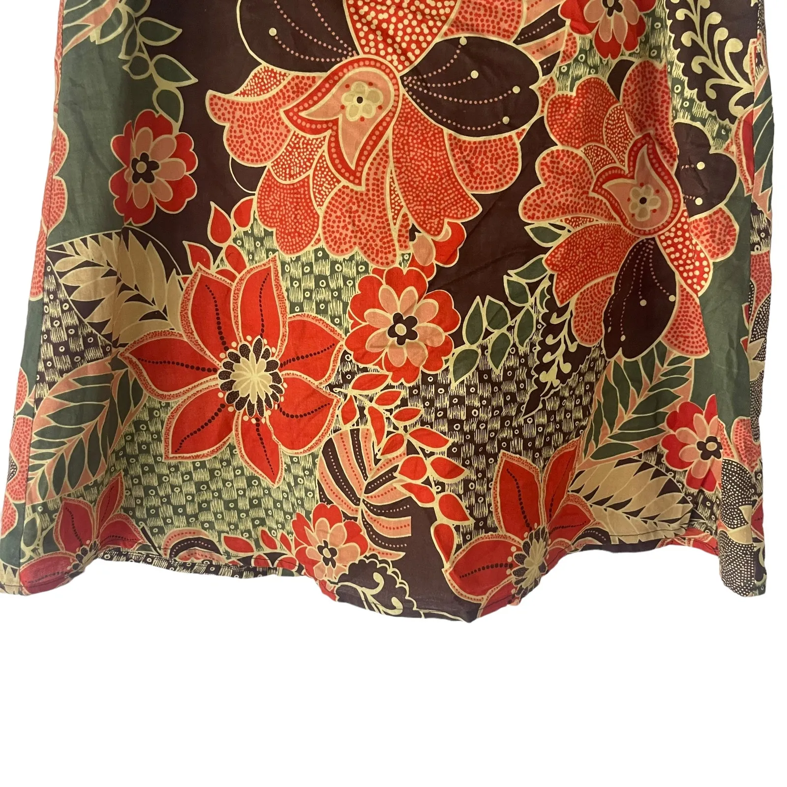 St.‎ John's Bay Y2k Women's Size 4 P Floral Brown Green Above Knee Skirt - Image 3