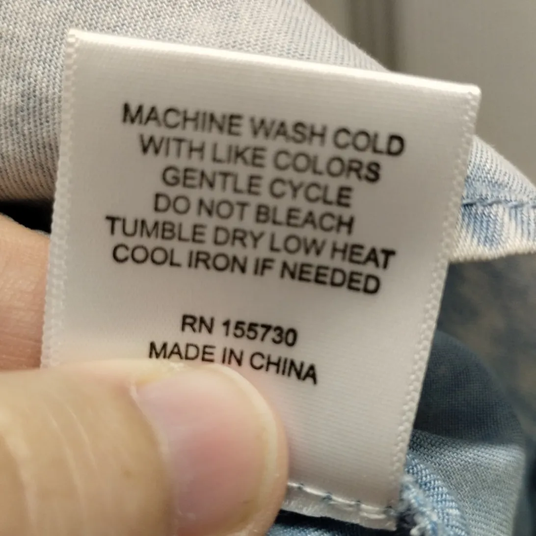 Jane + Delancey Size Small Top Blue Super Soft Lyocell Chambray Tie Neck Popover - Image 7