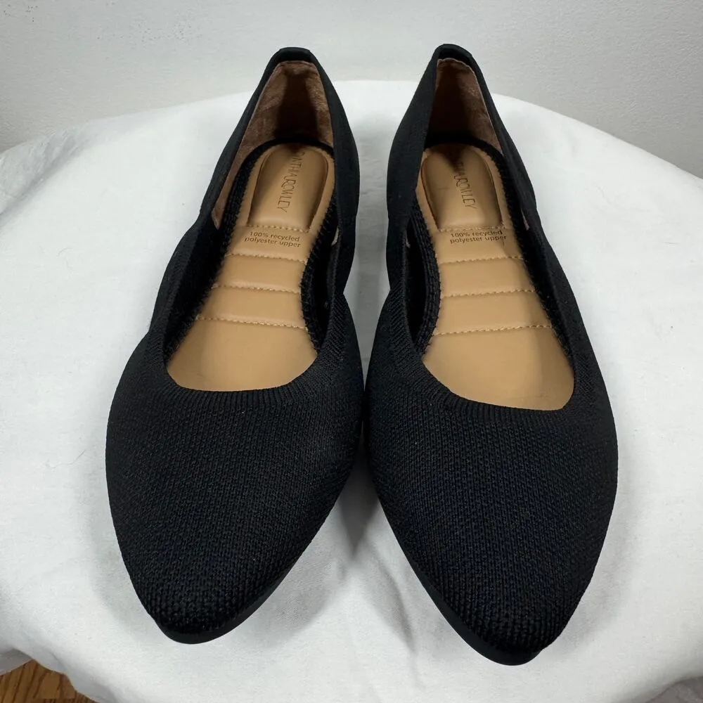 Cynthia Rowley Chelsea Flat Women 7.5 Black Pointed Toe Knit Slip On Casual Work - Image 3