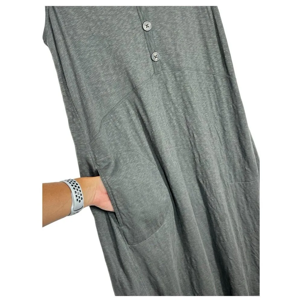 J Jill Shirt Dress Womens M Tall Henley V Neck Burnout Sleeveless Beachy Green - Image 4