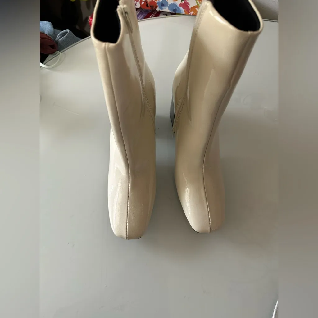 Nasty Gal Cream and Black Heeled Boots - Image 4