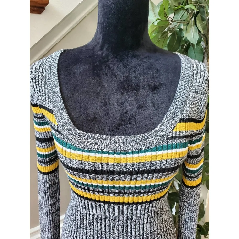 Almost Famous Women's Gray Polyester Scoop Neck Long Sleeve Bodycon Dress XL - Image 2