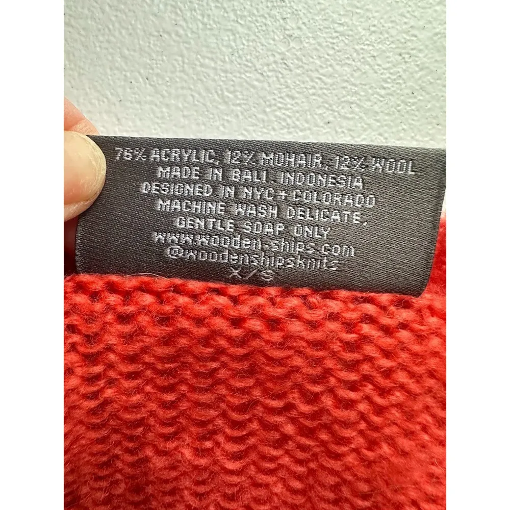 Wooden Ships Paola Buendia Orange Salmon Pullover Sweater Wool Mohair XS/S - Image 6