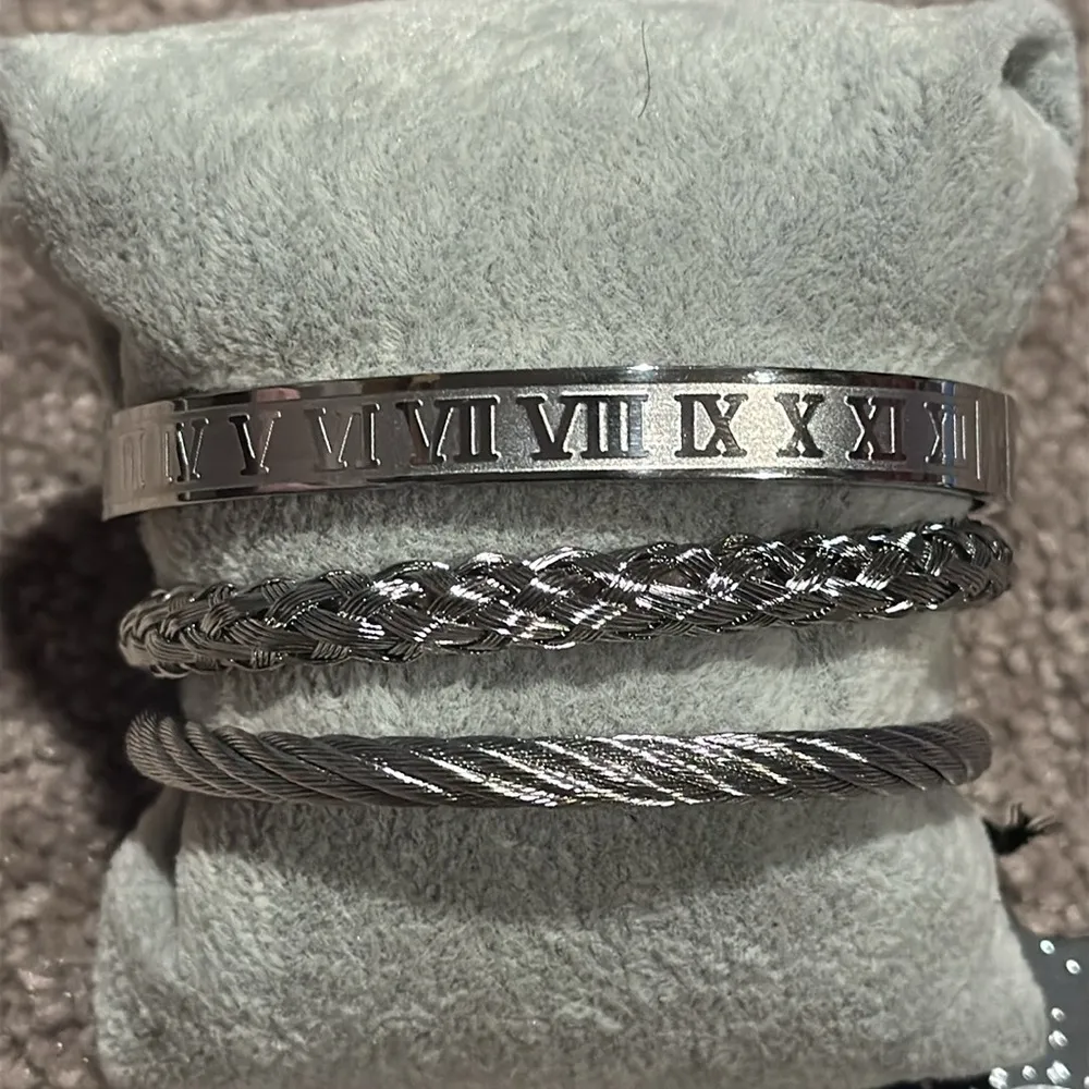 Eye Candy Los Angeles Dylan Titanium 3 PC Bracelet Set - Image 2