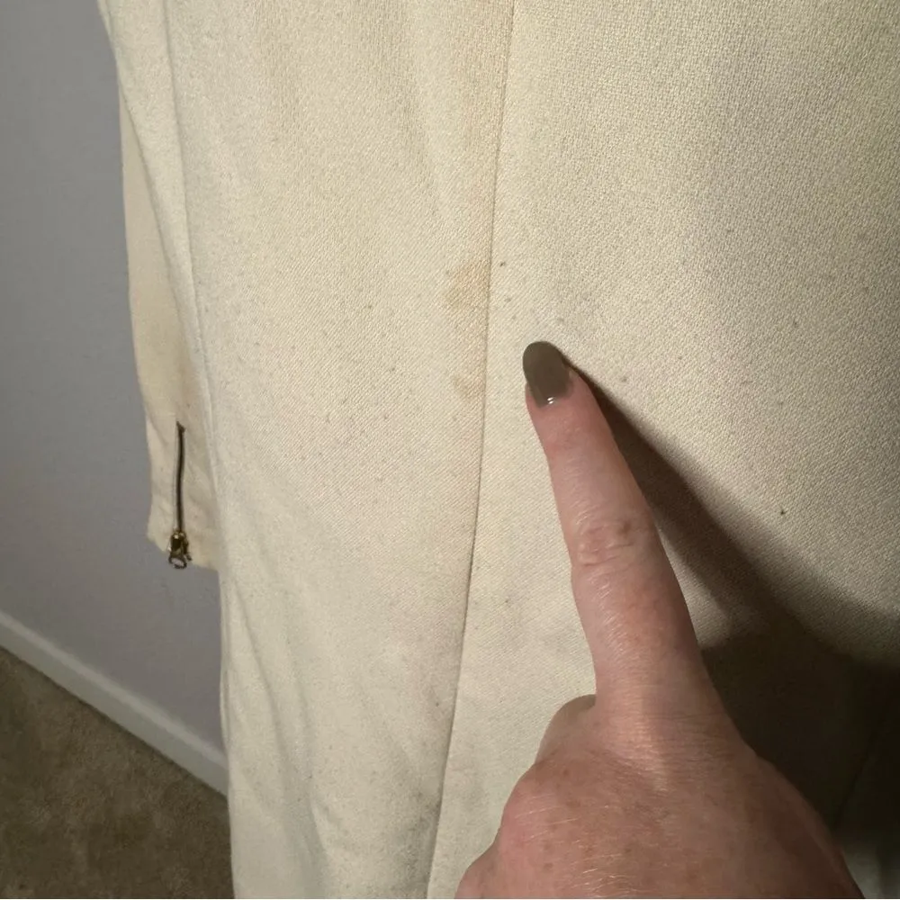 J Crew Cream Shift Dress Zipper Hem Long Sleeve Crew Neck Size 8 Knee Length - Image 5