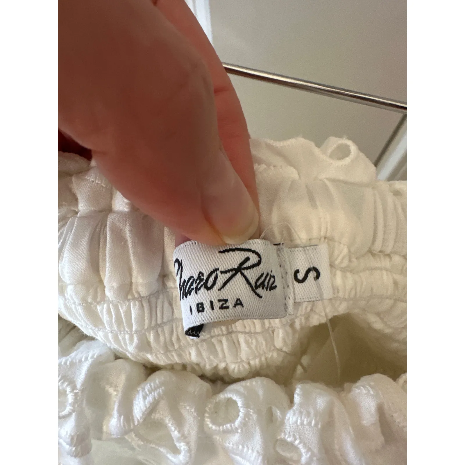 Charo Ruiz Ibiza Isabella White Eyelet Off Shoulder Maxi Dress Size Small - Image 5