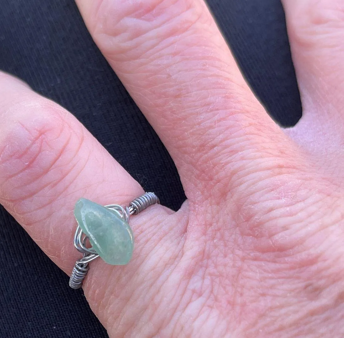 Wire Ring Green Stone (Custom Size To Order) - Image 6
