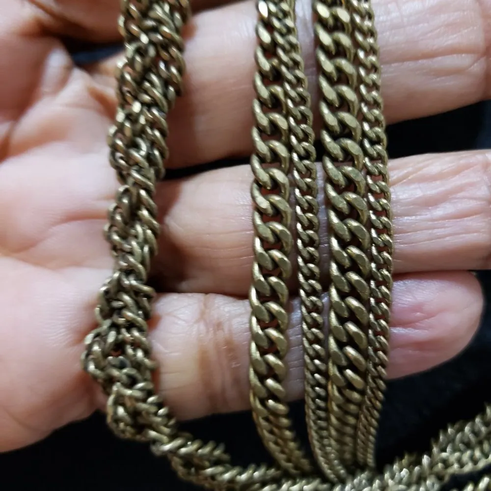 Womens Fashion Gold Tone Wheat Chain Rhinestone Collar Necklace W/ Spring Ring - Image 8