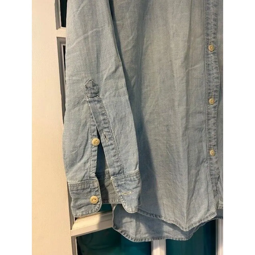 MADEWELL denim shirt womens western work size XS button up long sleeve cowboy - Image 7