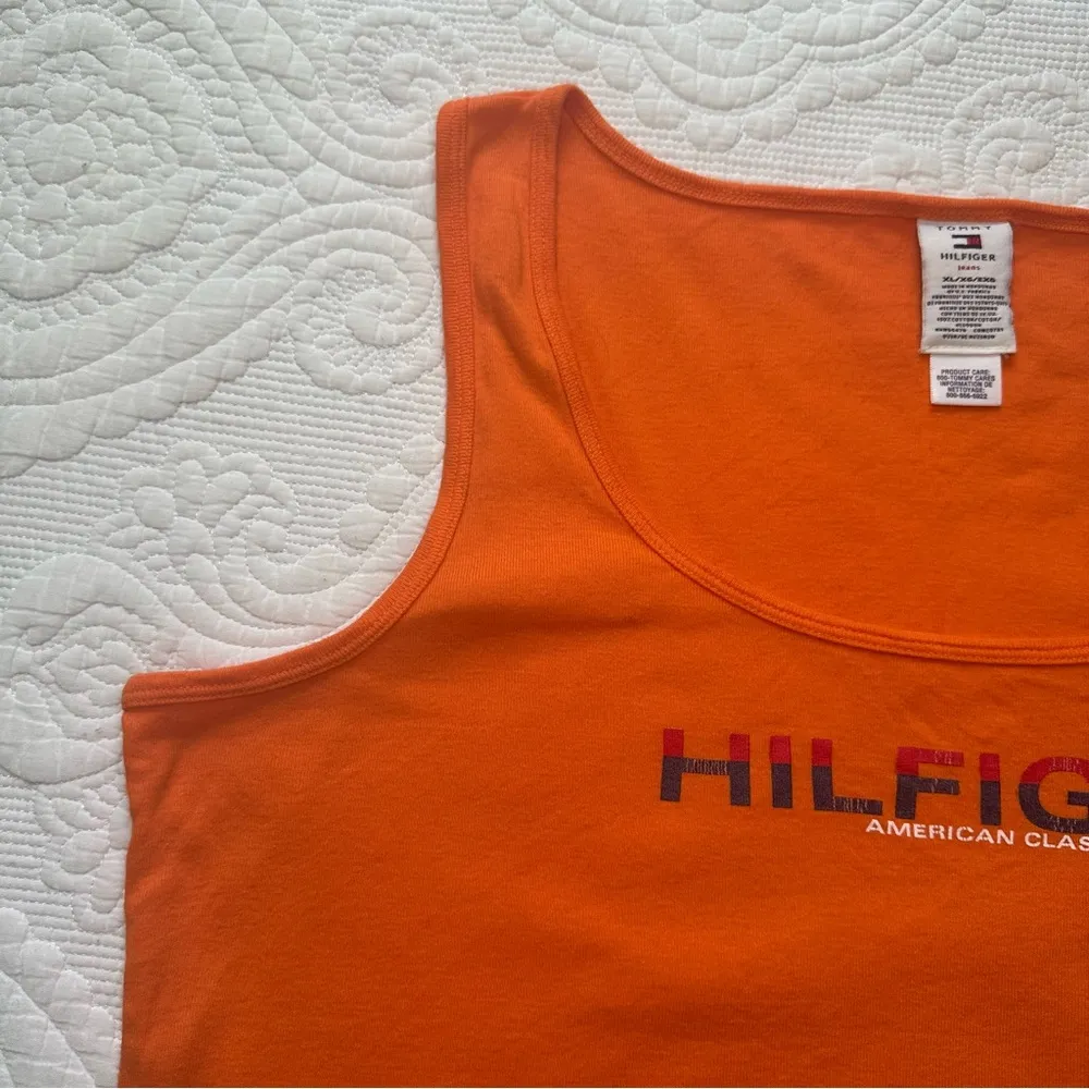 Tommy Hilfiger Vintage Y2K Baby Tee Tank Top. Color: Orange. Size: XL. - Image 3