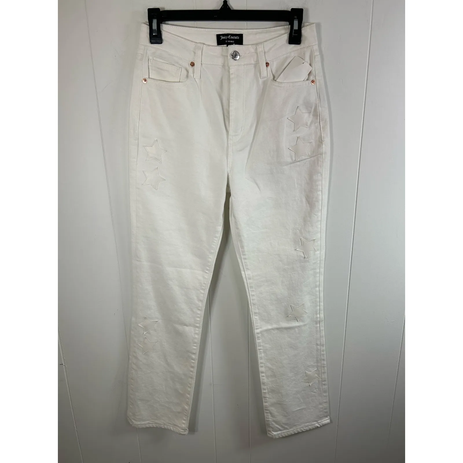Juicy Couture Venice Stars Straight Leg Jeans White Size 26 NWOT - Image 3