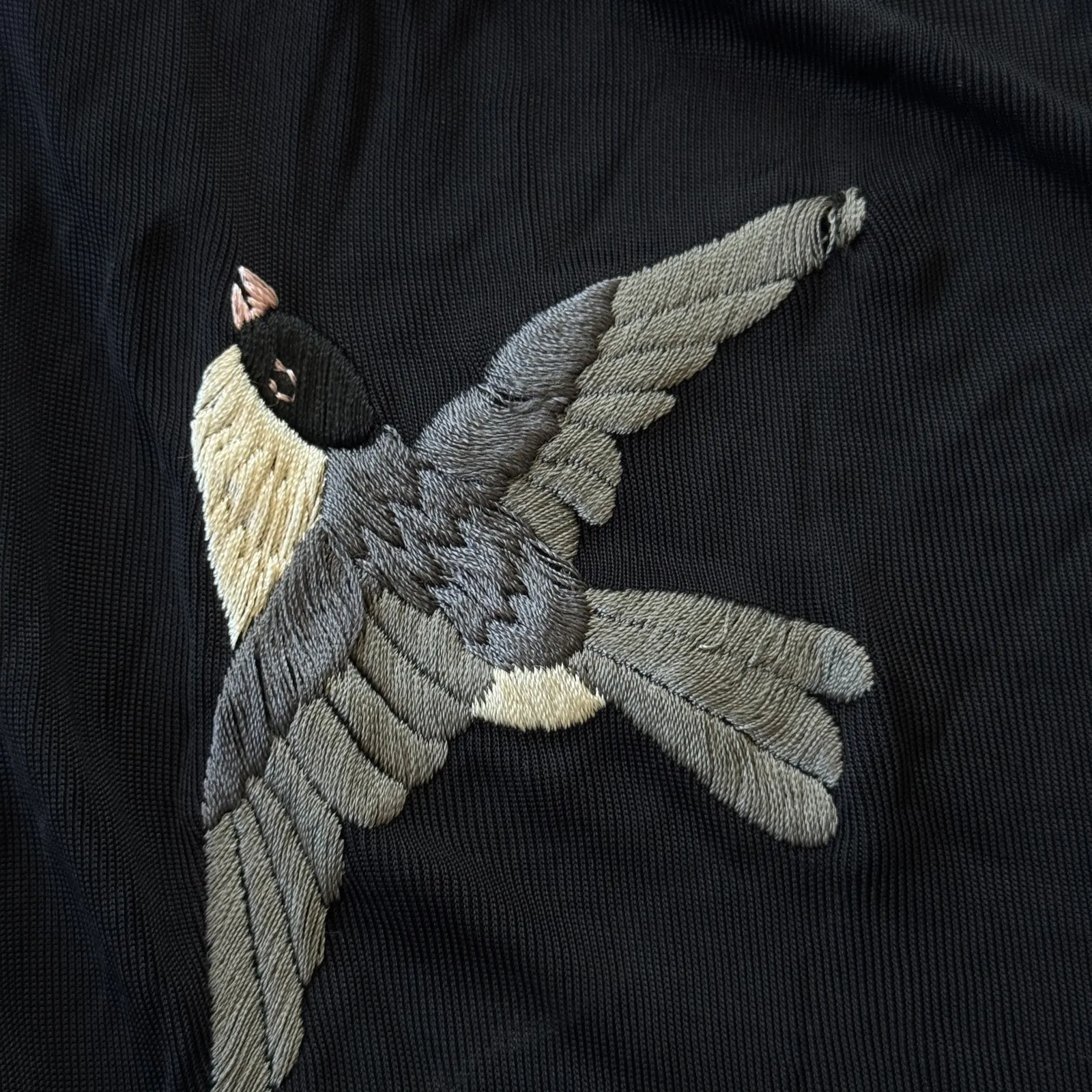 Jean Paul Gaultier Vintage Floral Hummingbird Kimono Sleeve Mesh Mini‎ Dress Black Size L - Image 13