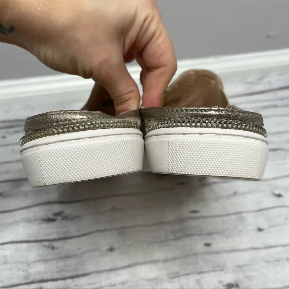 BOTKIER Sneakers Womens Size 8 Slip On Gold Leather Croc Print Summer Casual - Image 6