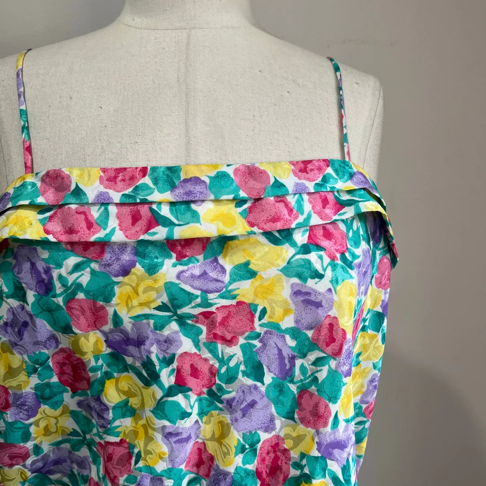 VTG Axiom Floral Teddy Romper One Piece Lingerie Adjustable Straps Sz Large Pink - Image 7