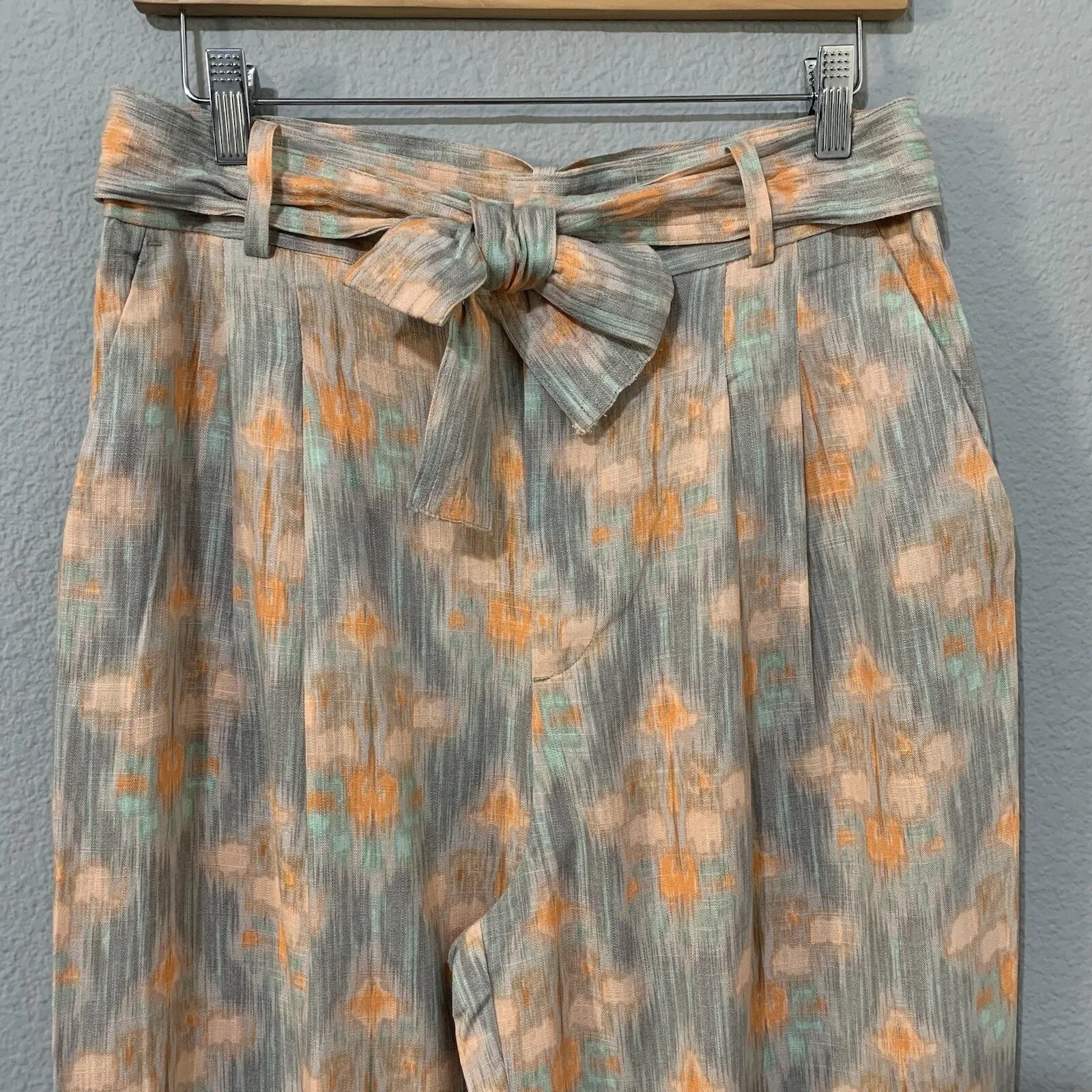 Zara New Flowy High Waist Wide Leg Printed Pants with Self Belt Size L 8372/115 - Image 3