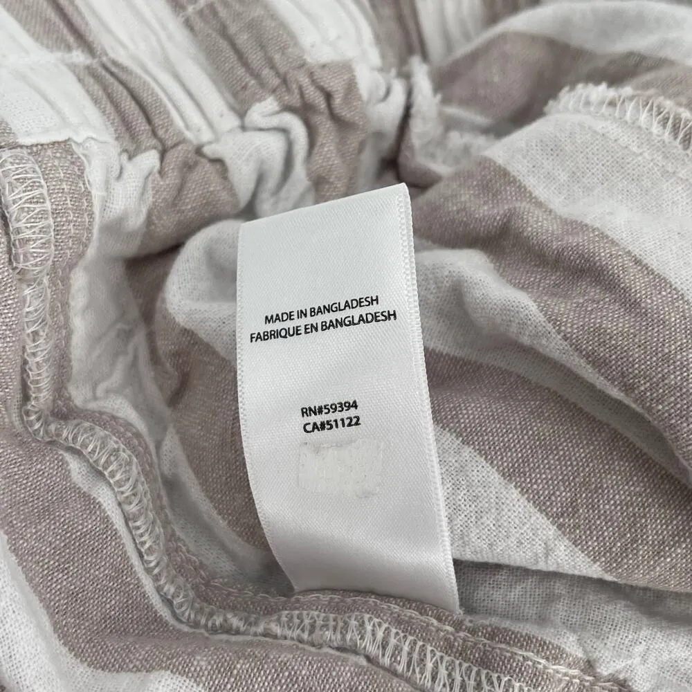 BEACHLUNCHLOUNGE Shorts Size Small Leia Linen Cotton Blend Stripe Ruffle Pull On - Image 6