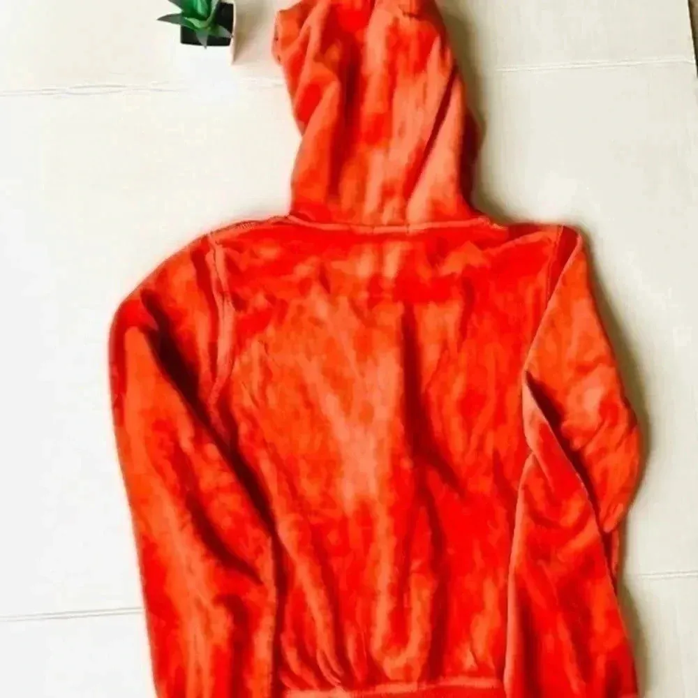 Velour Orange hoodie orange zip up EUC siz… - Image 5