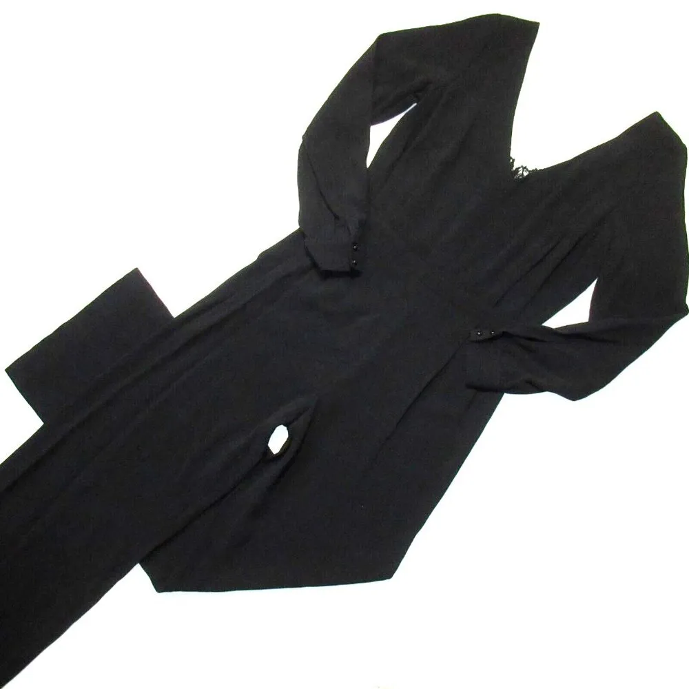 NWT Sezane Cecilia Jumpsuit in Noir Black Crepe V-neck One-Piece 38 / US 6 - Image 6