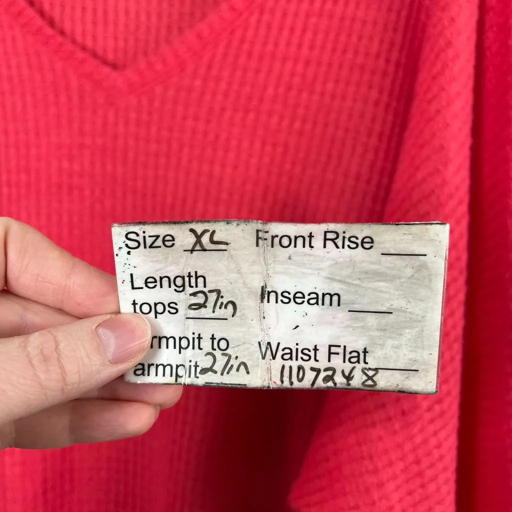 by Anthropologie Womens V-Neck Coral Pink Waffle Knit long sleeve Sweater XL - Image 12