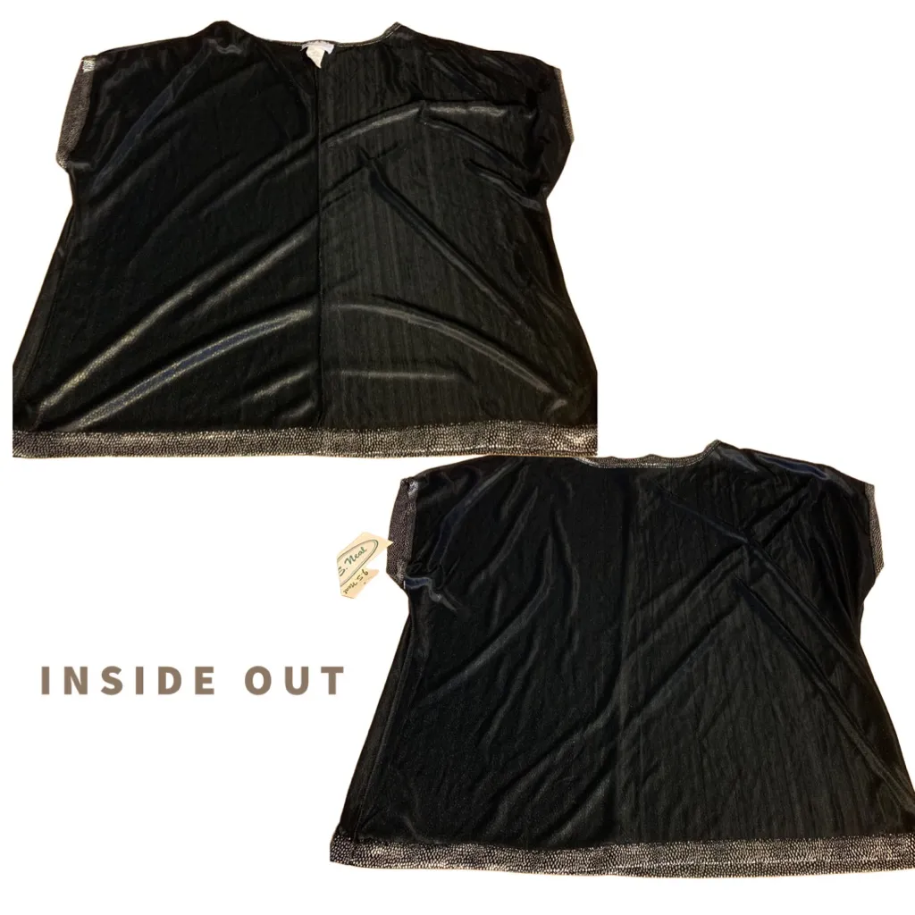 VINTAGE 1980'S J.S. NEAL SILVER AND BLACK SPOTTED DOLMAN SLEEVE BLOUSE NWT (L) Size L - Image 9