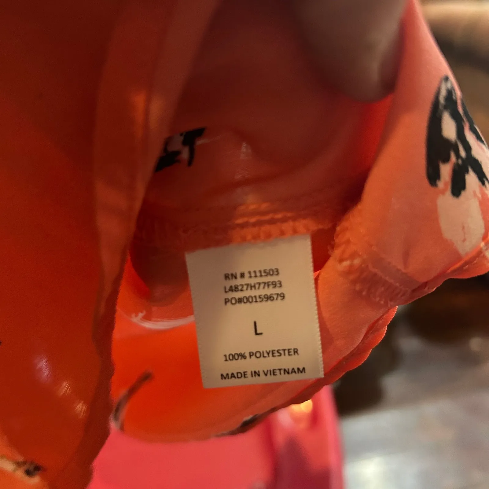 🟣3-for-$24🟣 Lily White Coral Bird Print Cold Shoulder‎ Tie Sleeve Blouse - L - Image 6