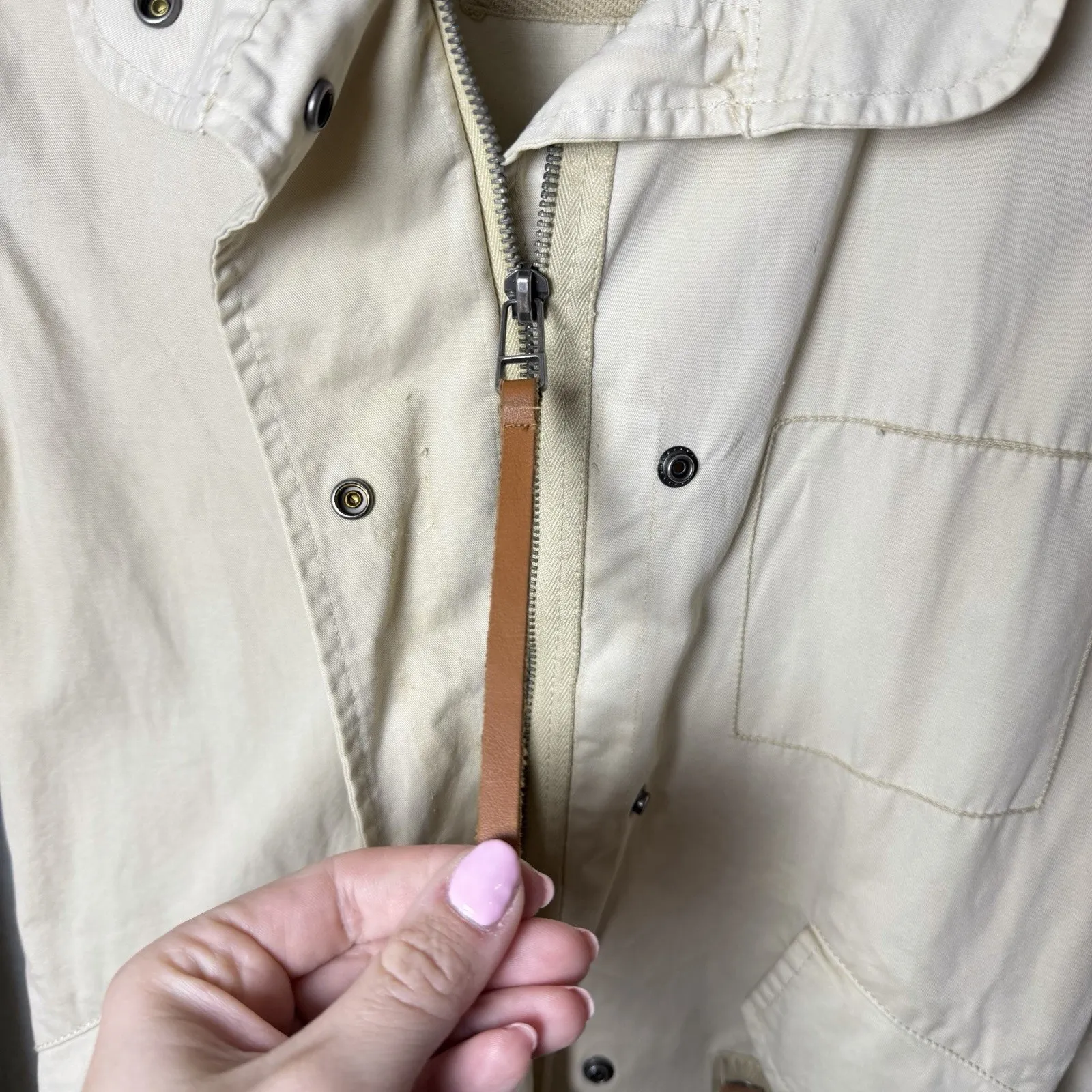 Bershka Cream Utility Trench Coat Jacket Arm Patches Womens US Size XS - Image 9