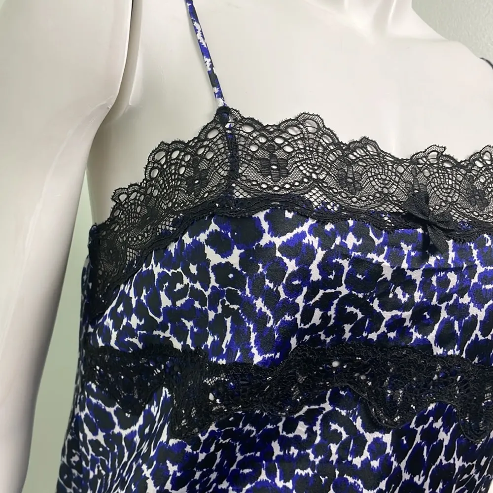 Victoria’s Secret Blue Leopard Sexy Satin Pajama Romper - Image 3