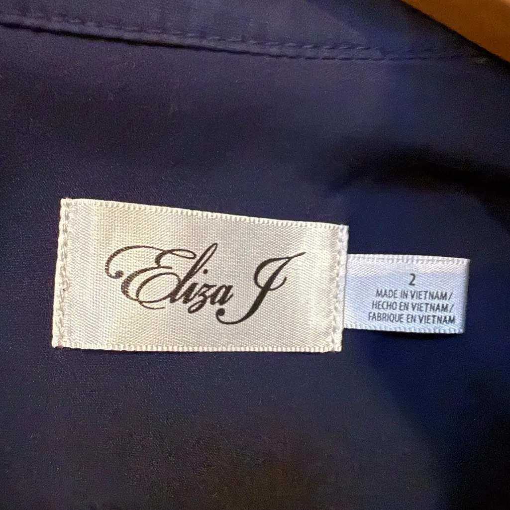 Eliza J V Neck Sleeveless Mandarin Collar Lace Shift Dress Navy Blue Size 4 - Image 7