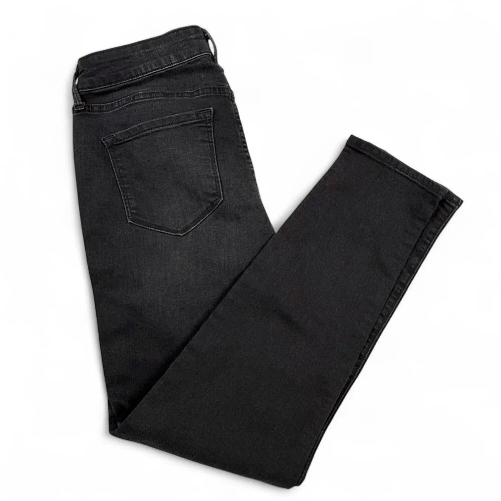 Old Navy Rockstar Mid Rise Skinny Jeans Black Whiskering Women's 10 - Image 5