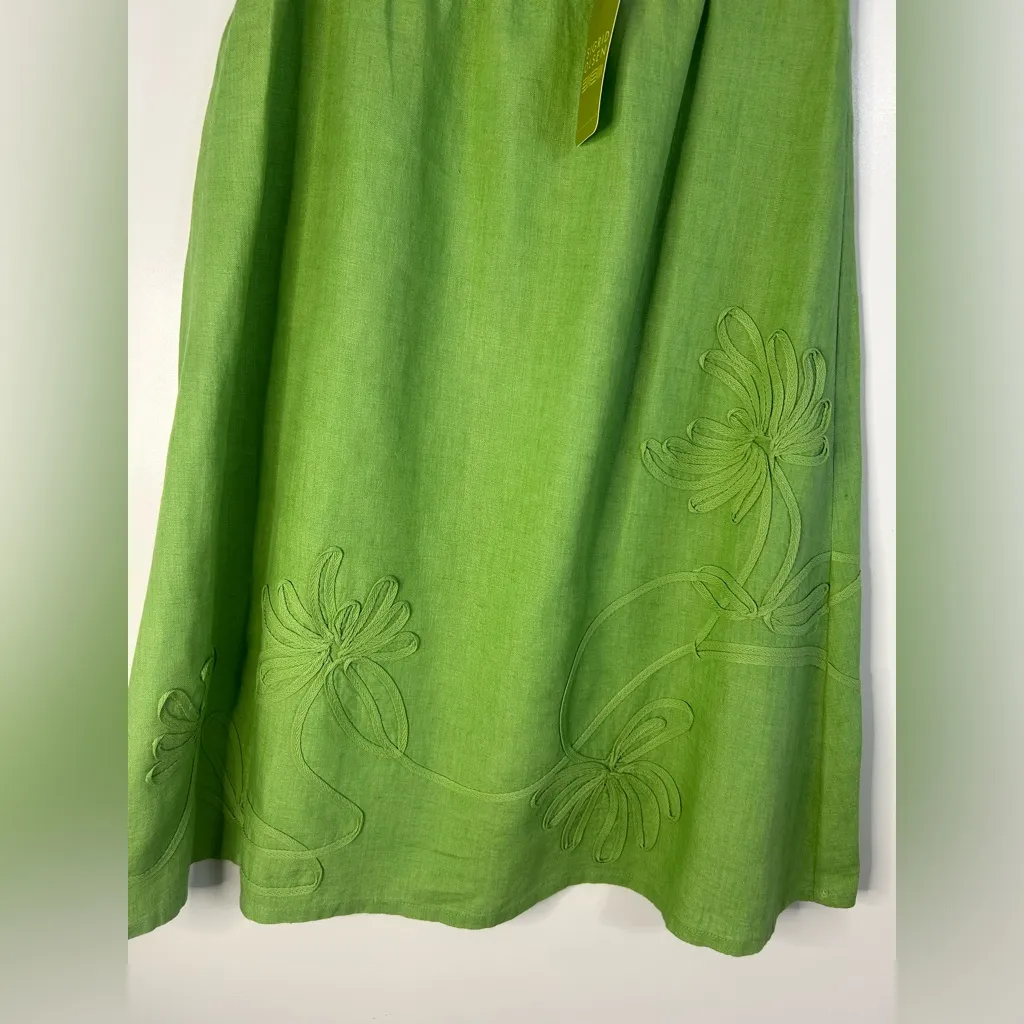 Sigrid Olsen women knew. Green Midi A-Line Skirt Casual Resort Wear. 100% Linen. - Image 5