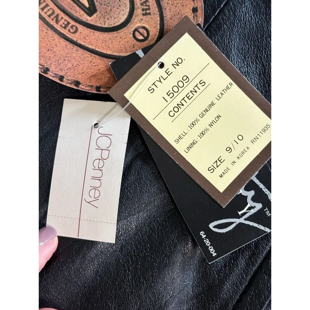 NEW! Rafferty 100% Leather Midi Skirt Front Snap Slit detail Size 9/10 NOS Black - Image 8