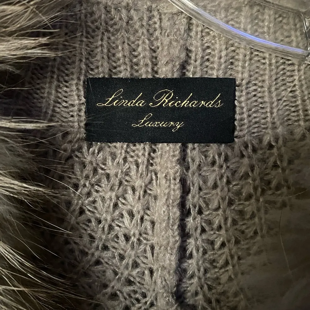 Linda Richards Luxury Raccoon And Mohair Cardigan Sweater Tan Size none - Image 4