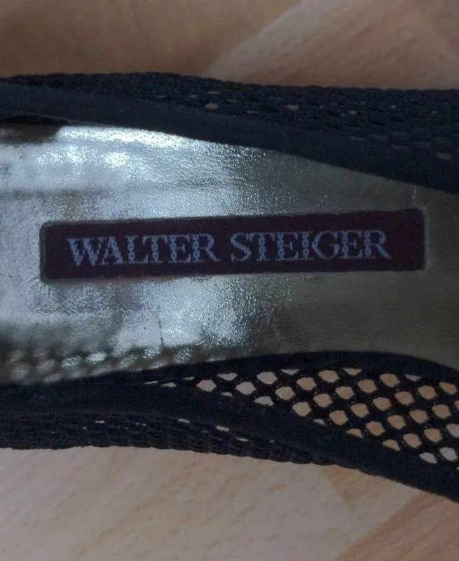 Walter Steiger Womens Classic Pump Heel Black Mesh Mid Almond Toe 7 B - Image 9