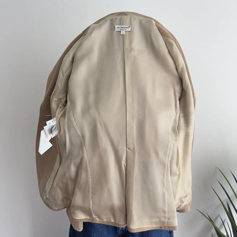 Agnona Jacket Womens XS Tan Suede Leather Quiet Luxury Minimalist Made in Italy - Image 7