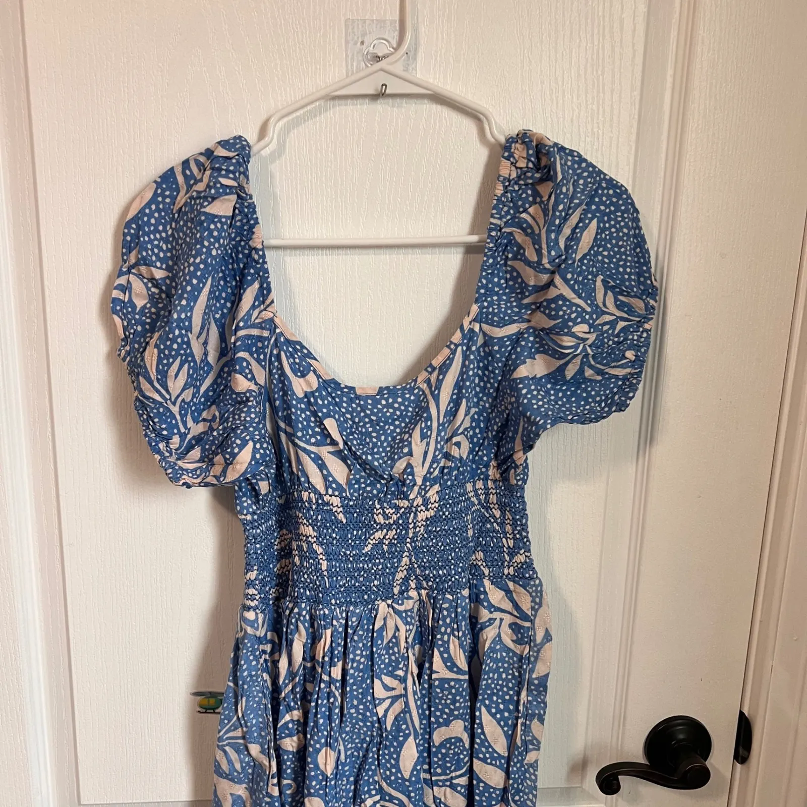 Band of the‎ Free Blue Floral Puff Sleeve Smocked Midi Dress Size XS NWT - Image 6