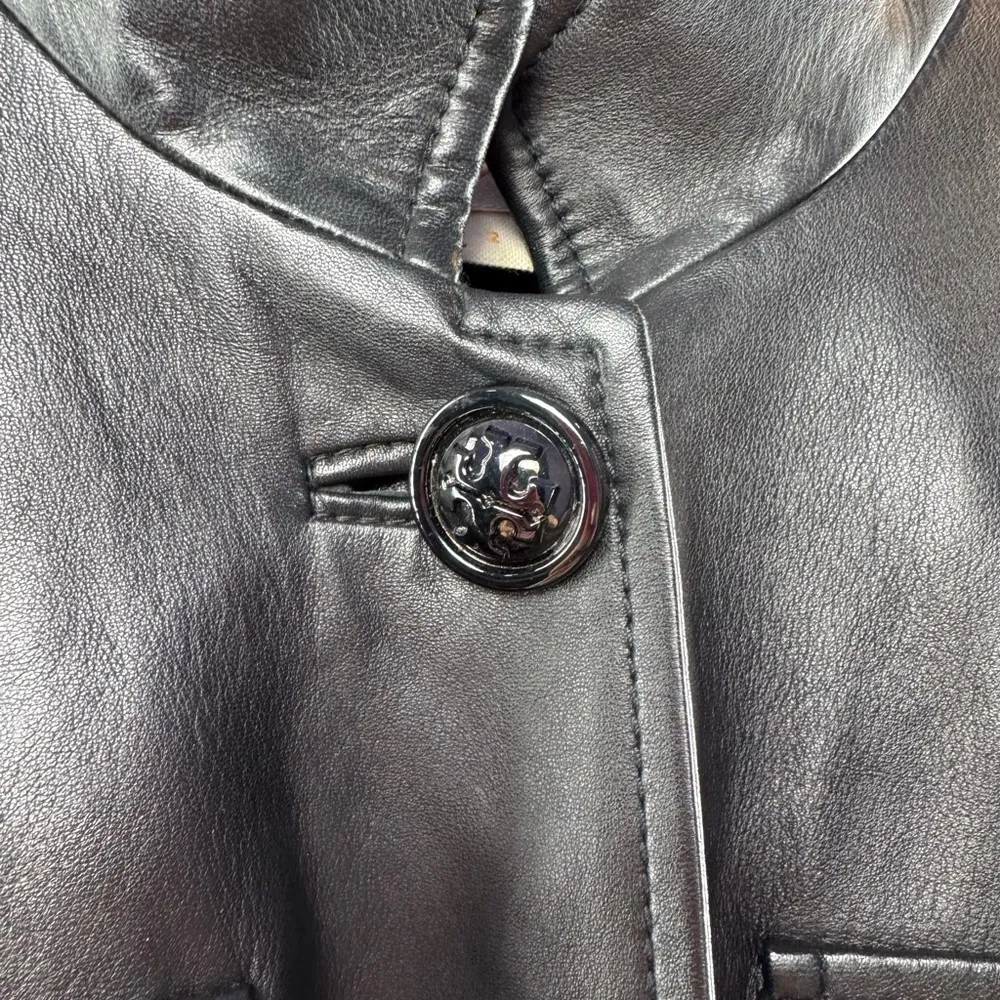 Tory Burch Buttery Soft‎ Leather Sargent Pepper Jacket in Black Size 2 - Image 3