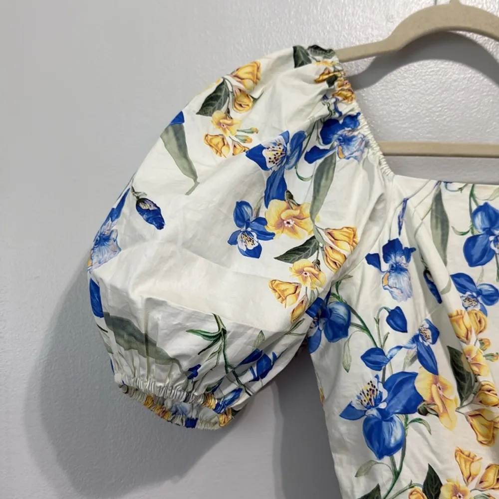 Express Floral Puff Sleeve Smocked Tiered Midi Dress Size XS - Image 3